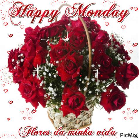 Red Basket Of Roses Happy Monday Pictures Photos And Images For