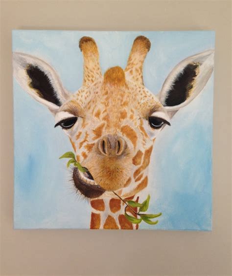 Giraffe Original Acrylic Painting By Natlovesrooby On Etsy