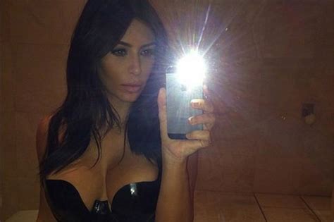 Kim Kardashian Most Revealing Selfie Yet Boobs Black Leather And A