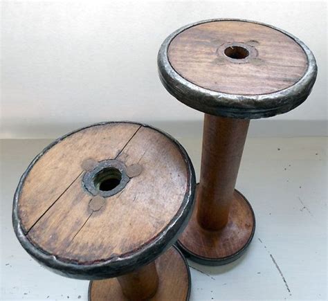 Rustic Wooden Textile Mill Spools Or Bobbins Antique Bobbin Etsy