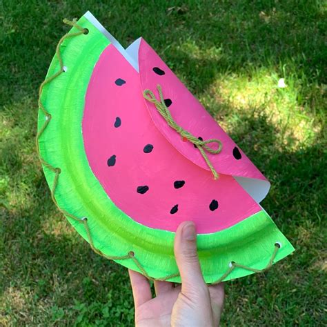 Paper Plate Watermelon Craft Pocket Or Purse Messy Momma Crafts