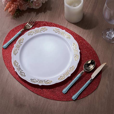 Efavormart 6 Pack Non Slip Table Placemats Oval Faux Leather Placemats