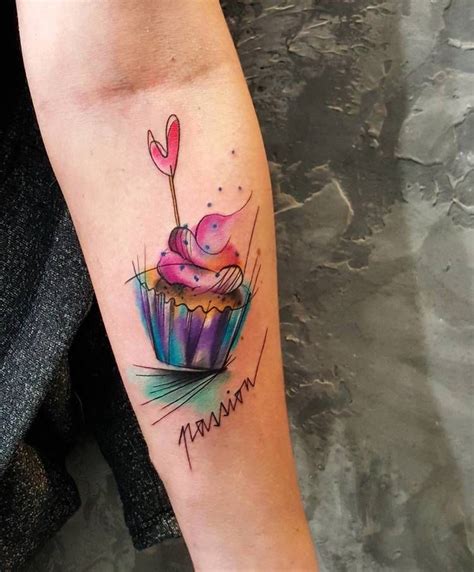Cupcake And Word Tattoo By Simona Blanar Panda Tattoos Food Tattoos