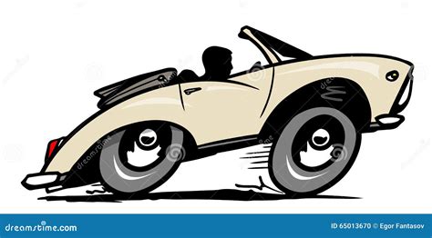 Cartoon Convertible Sports Car With Wire Wheels
