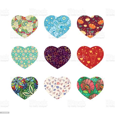 Set Of Nine Hearts Stock Illustration Download Image Now Beauty In