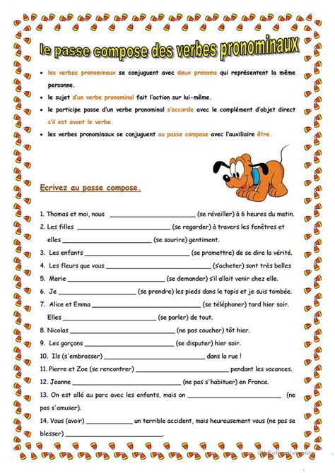 1) souligne les verbes au passé composé et donne leur infinitif le piège. LES VERBES PRONOMINAUX EXERCICES AU PRESENT PDF