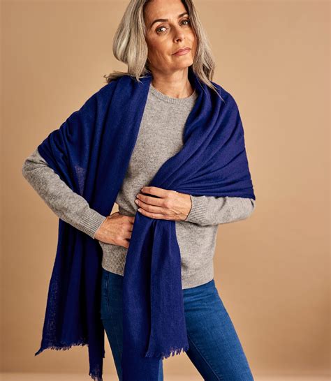 Sapphire Blue Womens Woven Wool Scarf WoolOvers UK