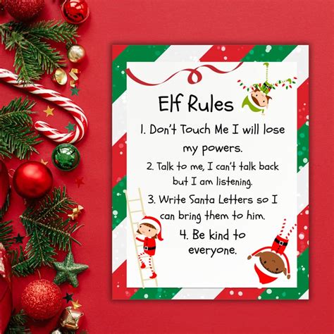 Elf On The Shelf Rules Elf Rules For Kids Classroom Elf On Etsy