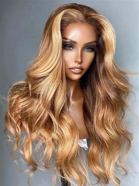 YSWIGS #4/#27 Mixed Color Transparent & Brown Lace Human Hair Lace Front Wig BT-11