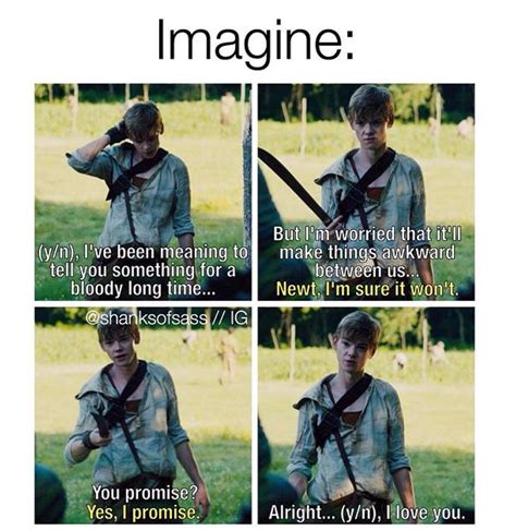 I Run Into His Arms And Kiss Him Newt Imagines Cute Imagines Maze