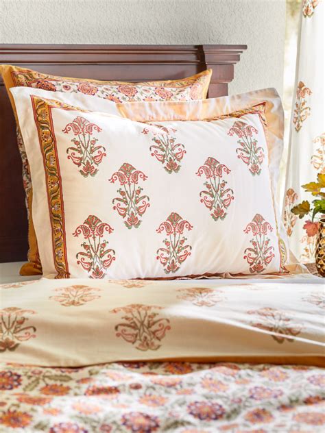 Orange Bedding And Floral Prints For Classic Fall Bedding Saffron Marigold