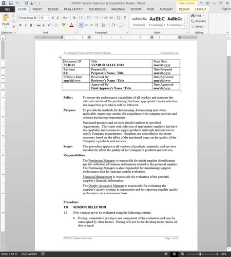 Why Use Microsoft Word Templates For Policies And Procedures