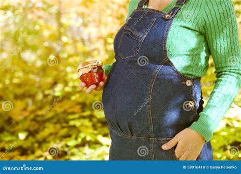 Happy Pregnant Woman In The Autumn Forest Stock Photo Image Of Girl Adult