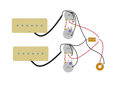The diagram above shows a les paul wiring modification using a five way, four pole, rotary switch. Les Paul P90 Wiring Diagram | Humbucker Soup
