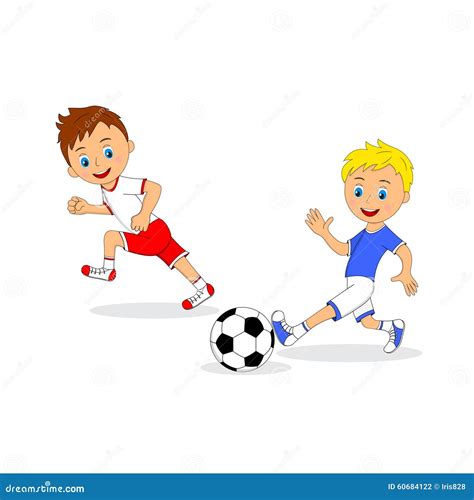 Two Boys Playing Football Stock Vector Illustration Of Group 60684122