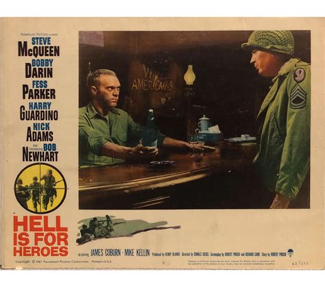 Hell Is For Heroes Original 1962 Vintage Lobby Card