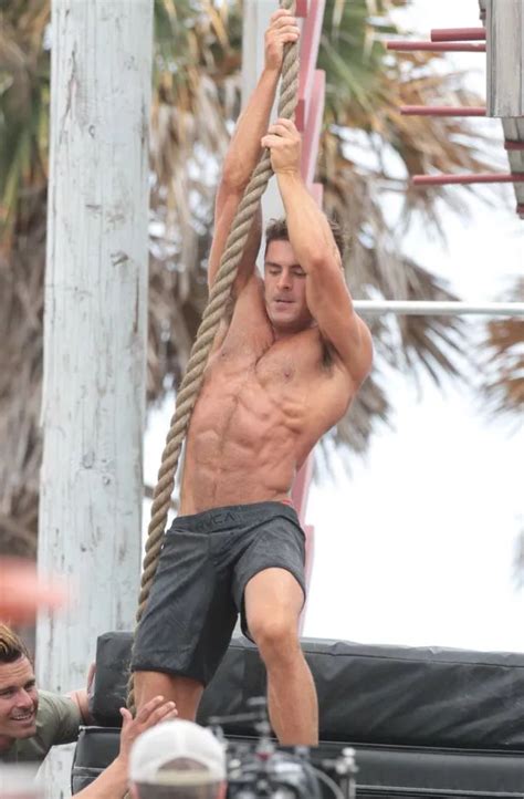 Zac Efron Looks Ripped As He Goes Shirtless To Complete Obstacle Course On Set Of Baywatch Movie