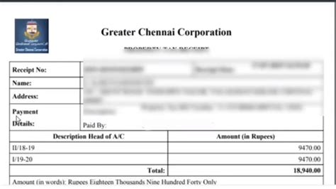 Chennai Property Tax Online Payment Receipt Download