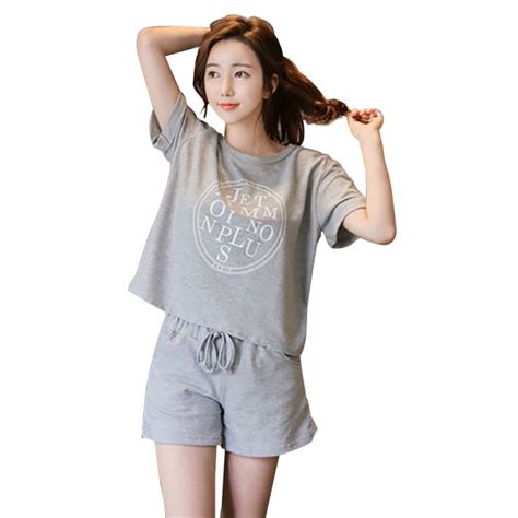 Women Tops Shorts Casual Set Letter Printed Loose Short Sleeved T