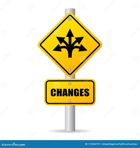 Changes Ahead Vector Road Sign Stock Vector Illustration Of Junction