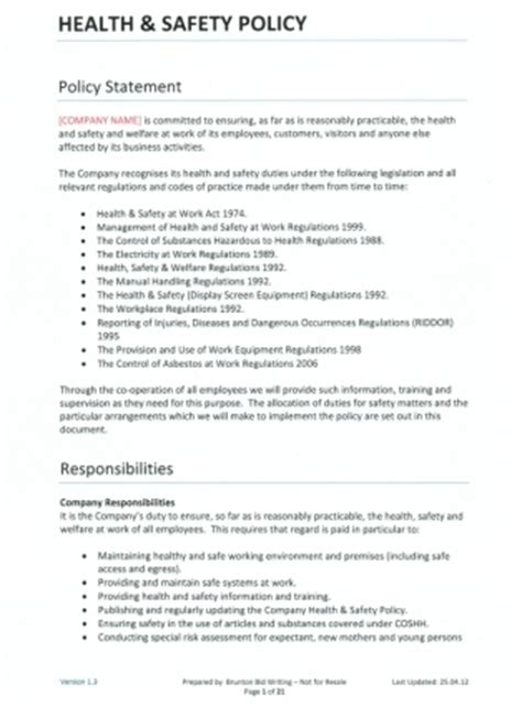 Cctv code of practice policy area: Health & Safety policy for recruitment agencies