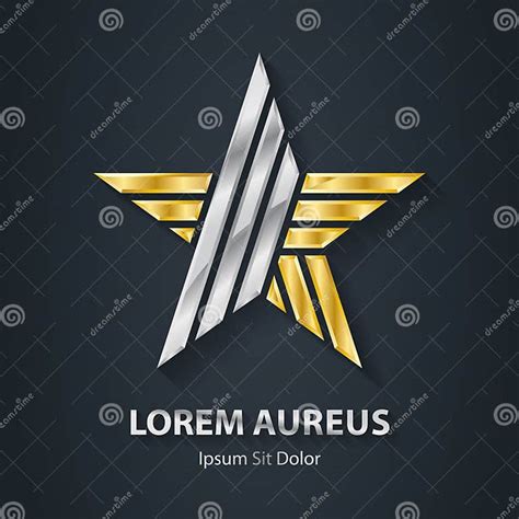 Gold And Silver Star Logo Award 3d Icon Stock Vector Illustration Of