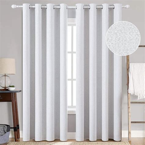 MIULEE Linen Texture 90 Inches Curtains for Bedroom 100% Blackout