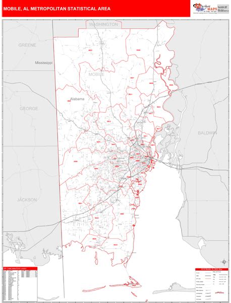 Mobile Metro Area Al Zip Code Maps Red Line
