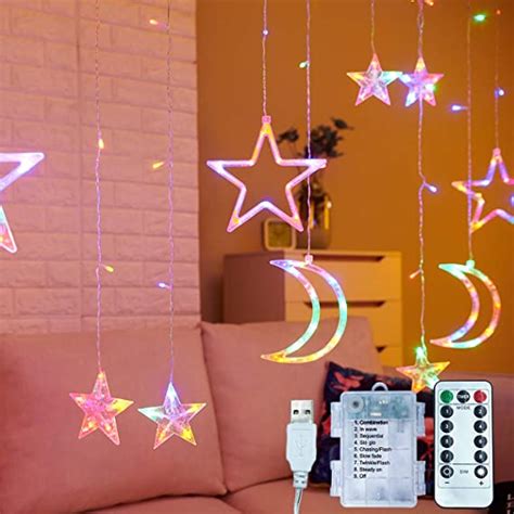 Alfeund 75ft Decorative Starry String Curtain Lights Moons And Stars