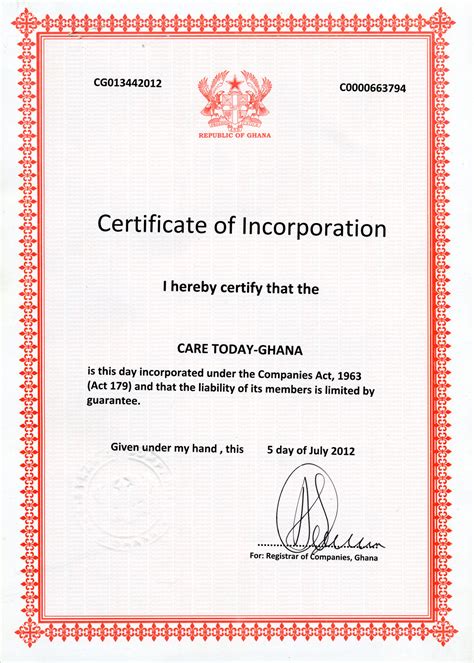 Certifications Care Today Ghana