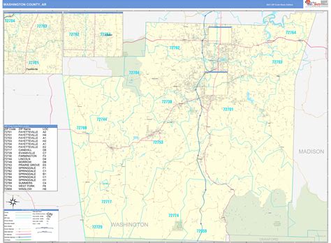 Washington County Ar Zip Code Wall Map Basic Style By Marketmaps