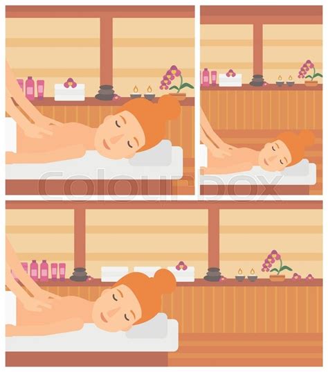 A Woman Getting A Back Massage On The Stock Vector Colourbox