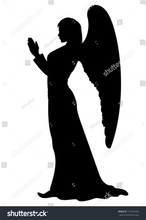 Praying Angel Silhouette Figure Of A Female Angel Like A Statue