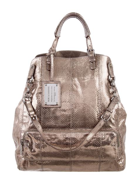 Dolce And Gabbana Metallic Snakeskin Miss Pocket Bag Handbags