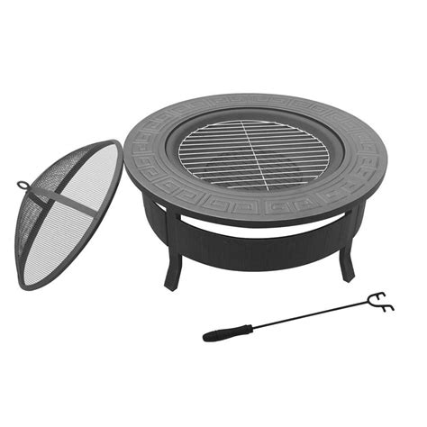 Grillz Round Outdoor Fire Pit Bbq Table Grill Fireplace Fire Pit Bbq