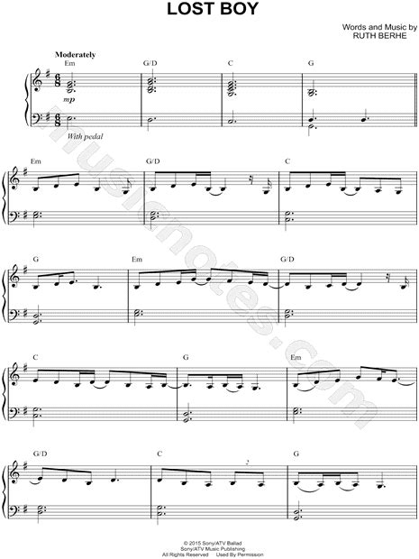 They require only an early knowledge of your instrument and sheet music notation but are fun, without the need for a piano accompanist as the. Ruth B "Lost Boy" Sheet Music (Piano Solo) in G Major ...