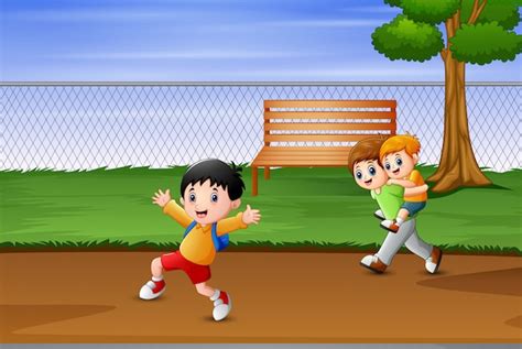 Playground Park Cartoon Premium Vector