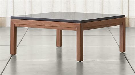 White marble veneer over an eng… Parsons Black Marble Top/ Elm Base 36x36 Square Coffee Table | Crate and Barrel