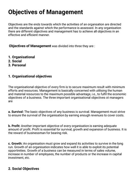Objectives Of Management Objectives Of Management Objectives Are The
