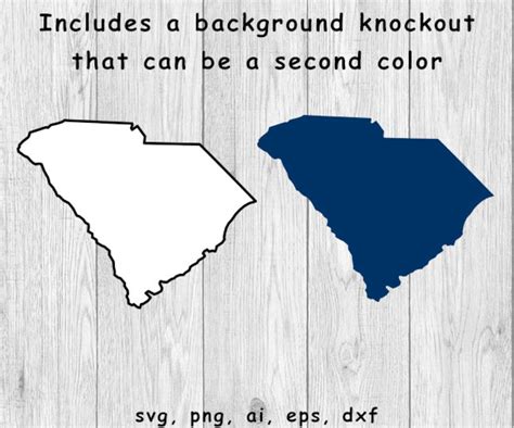 South Carolina State Outline Svg Png Ai Eps Dxf Digital Etsy