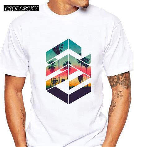 High Quality 2019 Newest Geometric Sunset Beach Design Men T Shirt