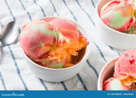 Homemade Rainbow Ice Cream Sorbet Stock Image Image Of Summer