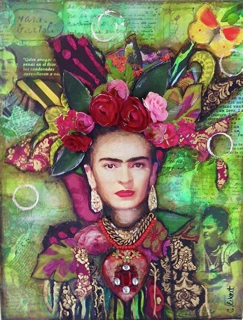 Frida Kahlo Art Print Featuring The Mixed Media Frida Kahlo With Her