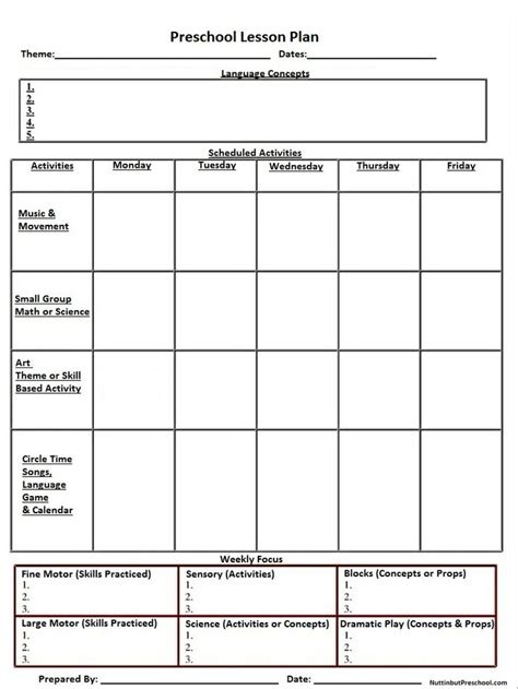 You could even ask your colleagues to share their format! » Printable Lesson Plan Template Nuttin' But Preschool ...