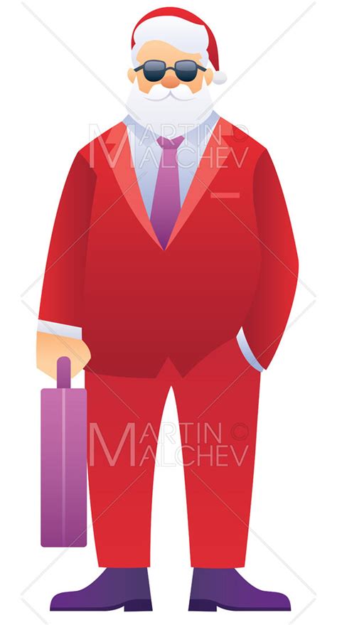 Santa In Business Suit Vector Illustration Claus Instant Download Etsy