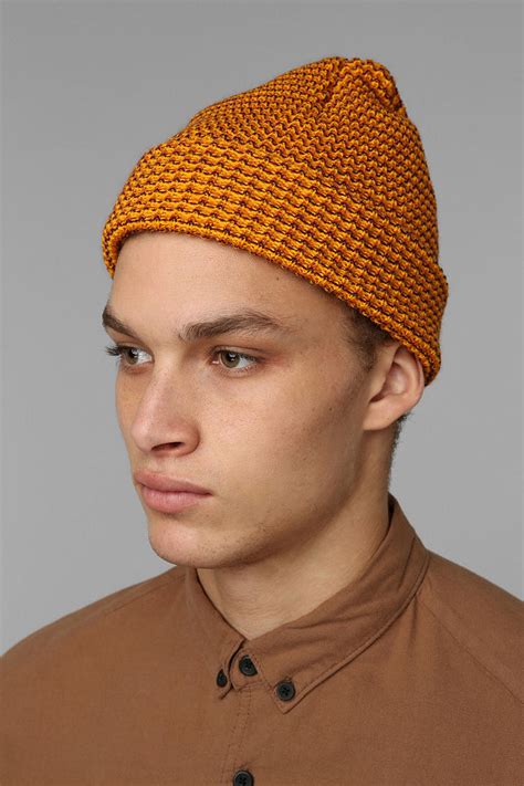 Urban Outfitters Micro Stripe Brush Beanie In Orange For Men Lyst