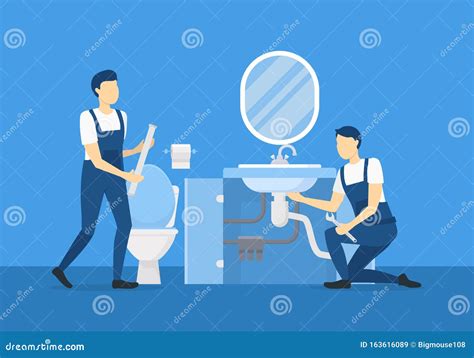 Cartoon Color Character Person Plumbers Concept Vector Stock Vector