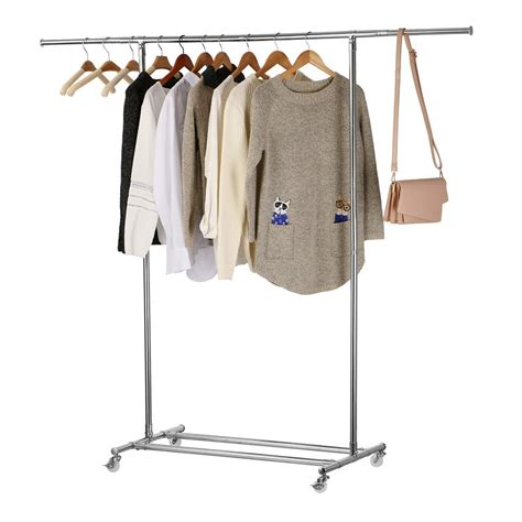Garment Rack With Wheels Heavy Duty Single Rail Clothes Rack