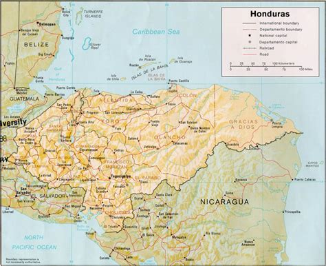 Honduras map shows its capital, cities, roads, airports, rivers along with links to political, physical, location, outline and thematic maps of honduras. Honduras Physical Map • Mapsof.net