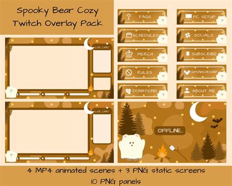 Spooky Bear Cozy Twitch Overlay Pack Etsy Australia